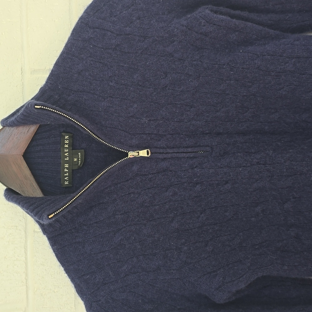 RALPH LAUREN B Label Knitted Cashmere Sweater Navy Blue Size M - Picture 2 of 13